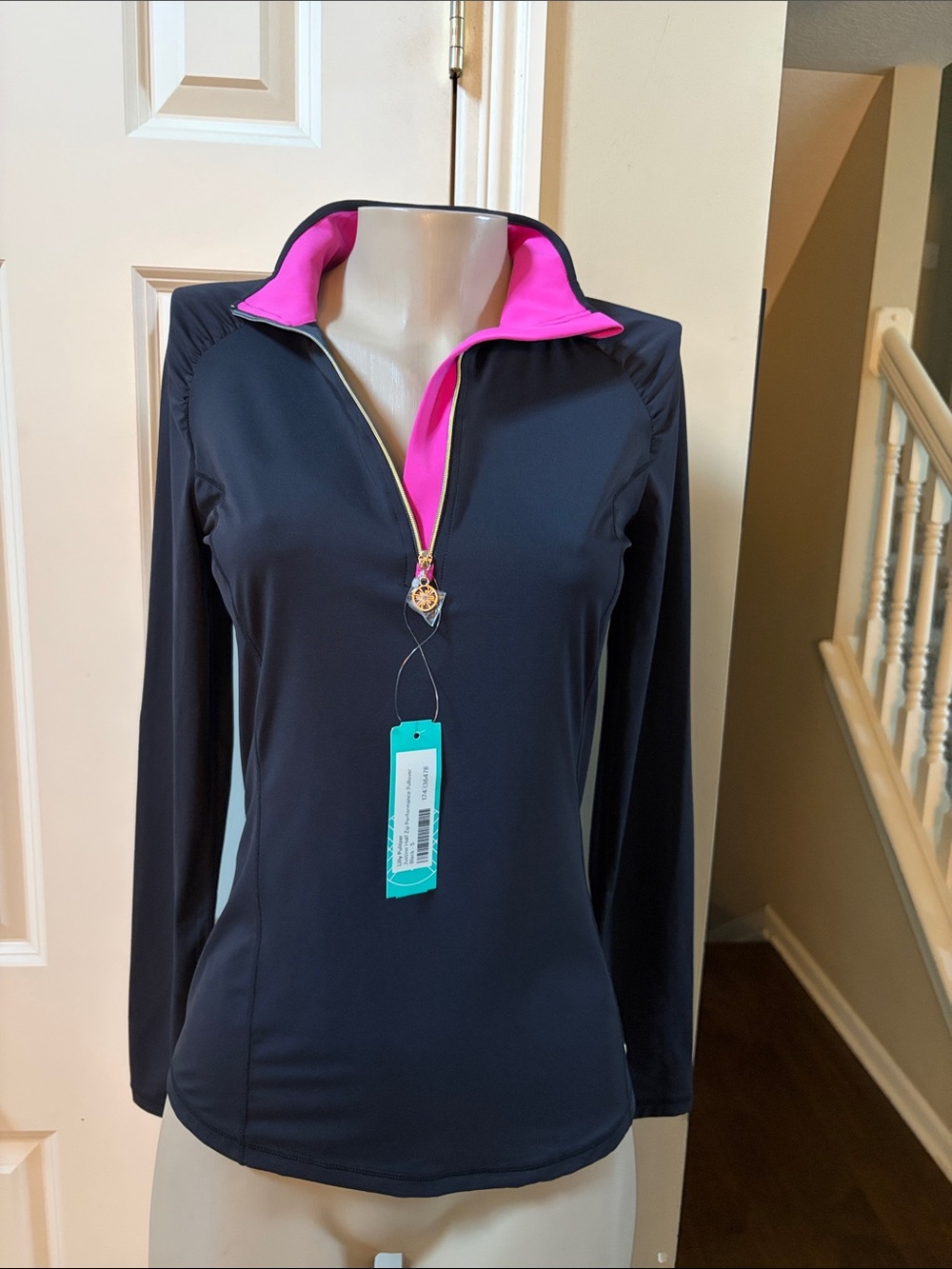 NWT Lilly Pulitzer Luxletic Black Long Sleeve Half Zip Performance Pullover , sm